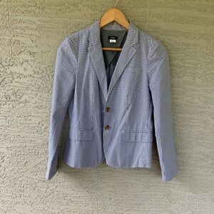 J Crew Light Blue and White Gingham Spring Blazer sz 4